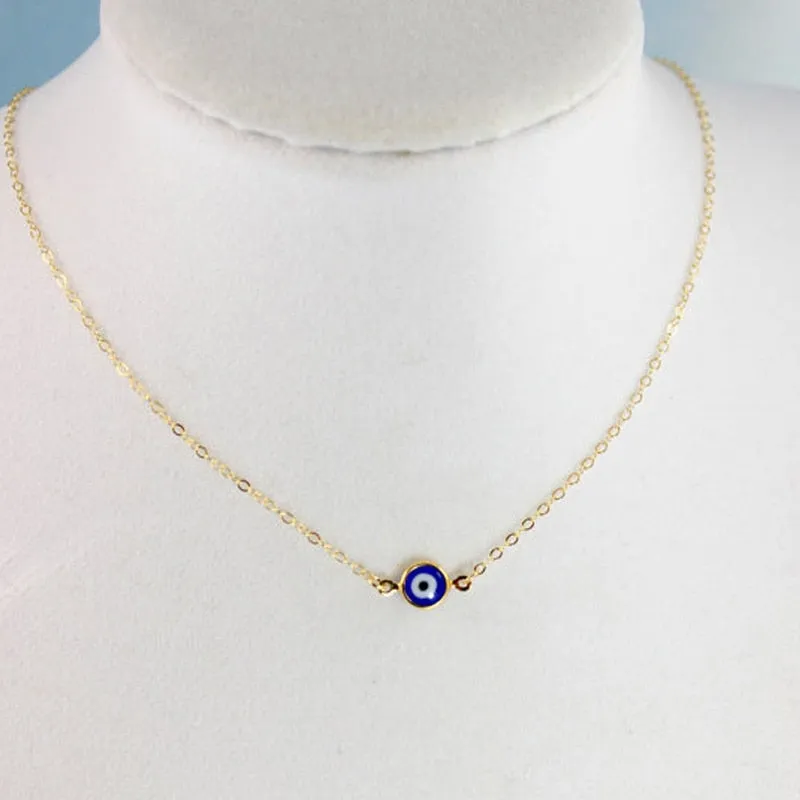 Turkish Evil Eye Pendant Choker Necklace Lucky Blue Evil Eyes Clavicle Chain Necklace