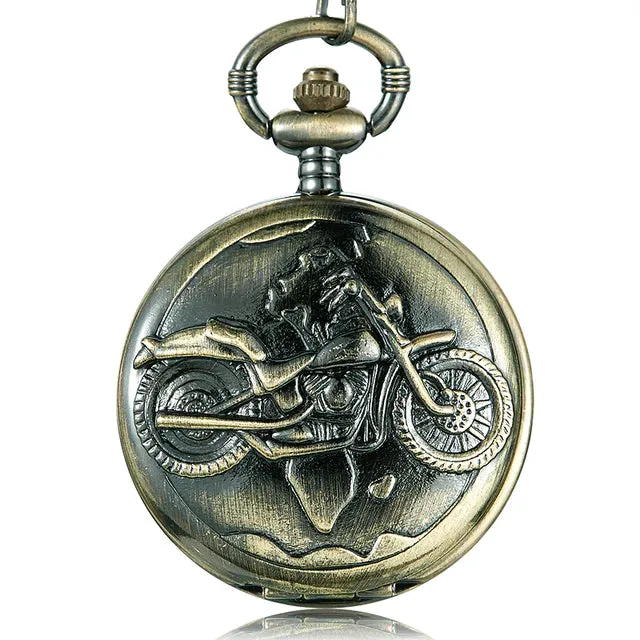 Unisex Antique Retro Hollow Laser Engraved Bronze Quartz Pocket Watch