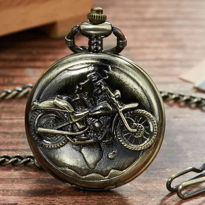 Unisex Antique Retro Hollow Laser Engraved Bronze Quartz Pocket Watch