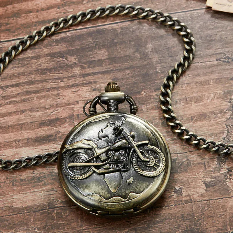 Unisex Antique Retro Hollow Laser Engraved Bronze Quartz Pocket Watch