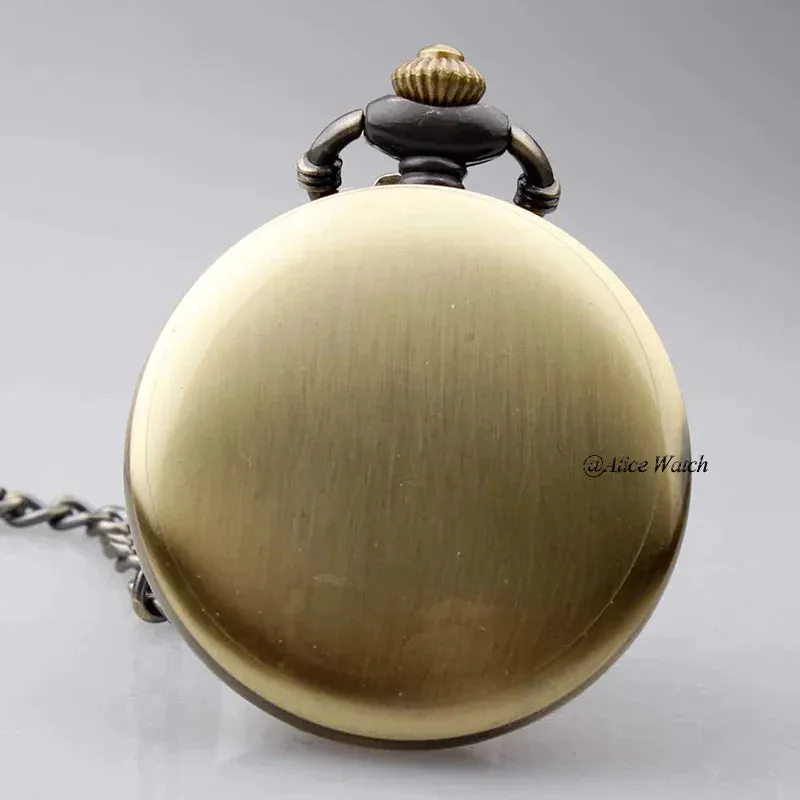 Unisex Antique Silver Gold Quartz Movement Fob Watch With Chain