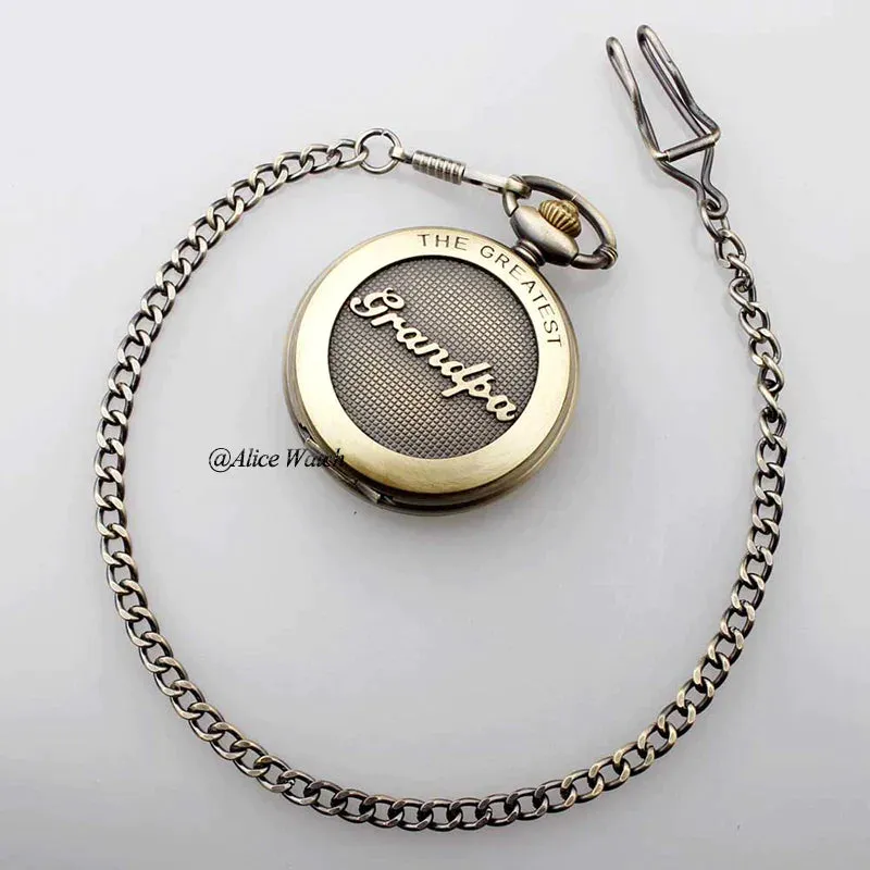 Unisex Antique Silver Gold Quartz Movement Fob Watch With Chain