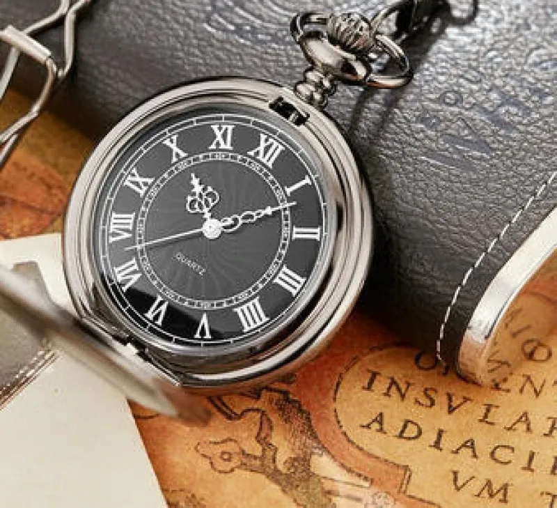 Unisex Luxury Retro Vintage Stainless Steel Japan Quartz Pocket Watch