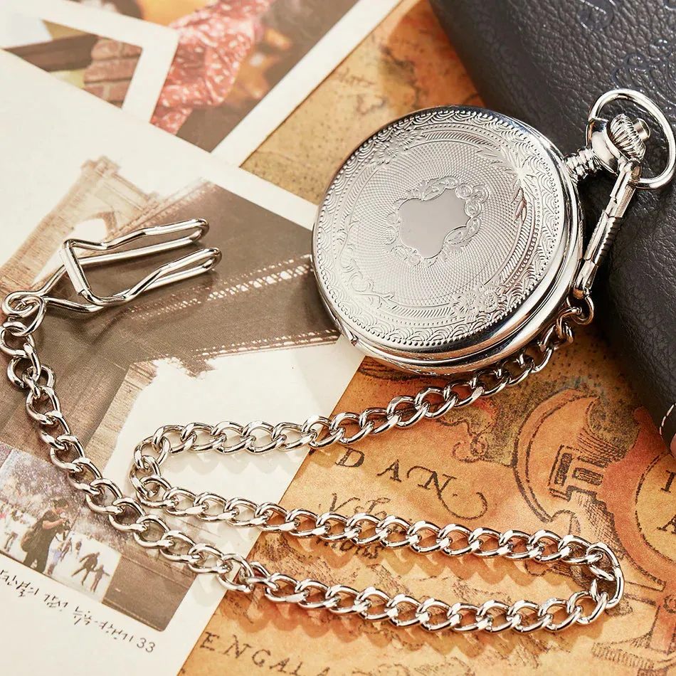 Unisex Luxury Retro Vintage Stainless Steel Japan Quartz Pocket Watch