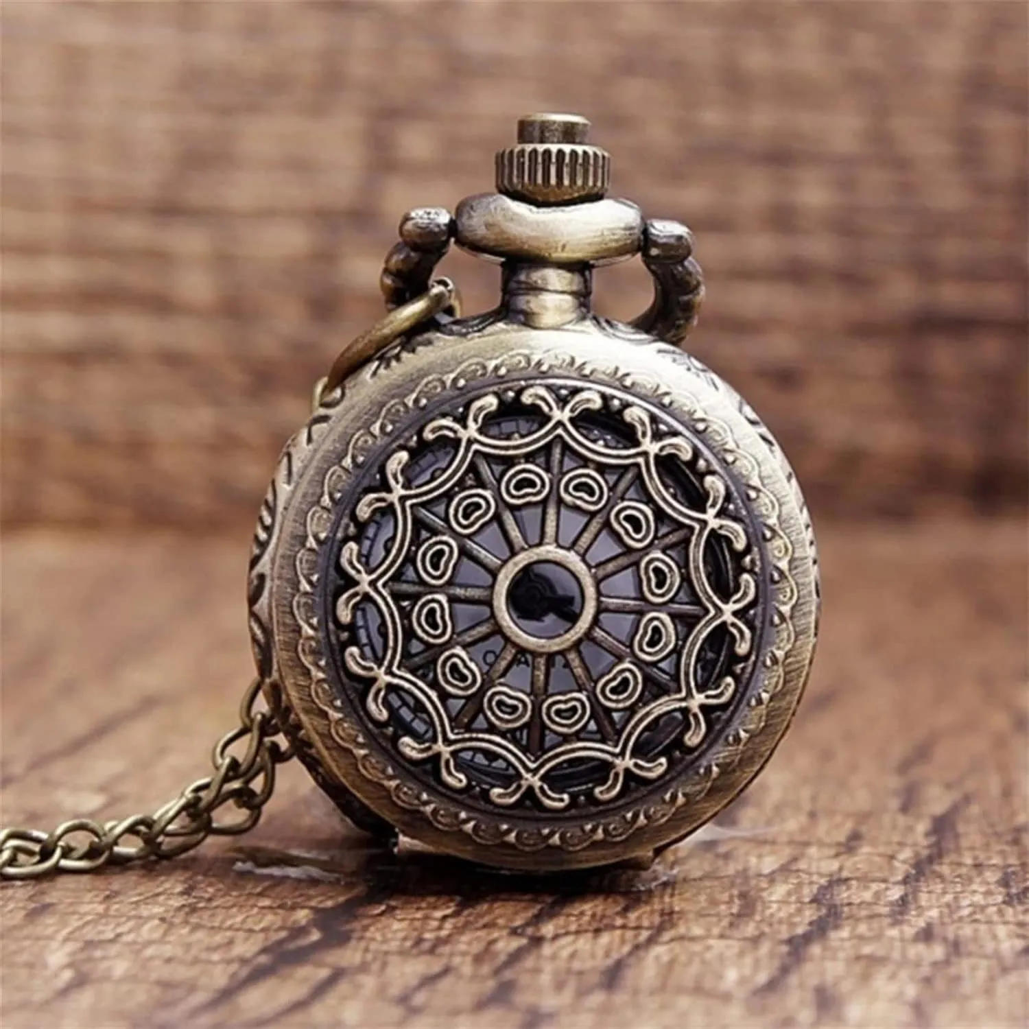 Unisex Retro Hollow Spider Web Necklace Pendant Quartz Fob Pocket Watch