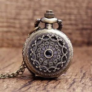 Unisex Retro Hollow Spider Web Necklace Pendant Quartz Fob Pocket Watch