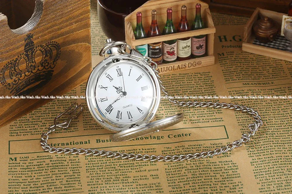 Unisex Vintage Big Dial Free Mason Unidirectional Quartz Pocket Fob Watch