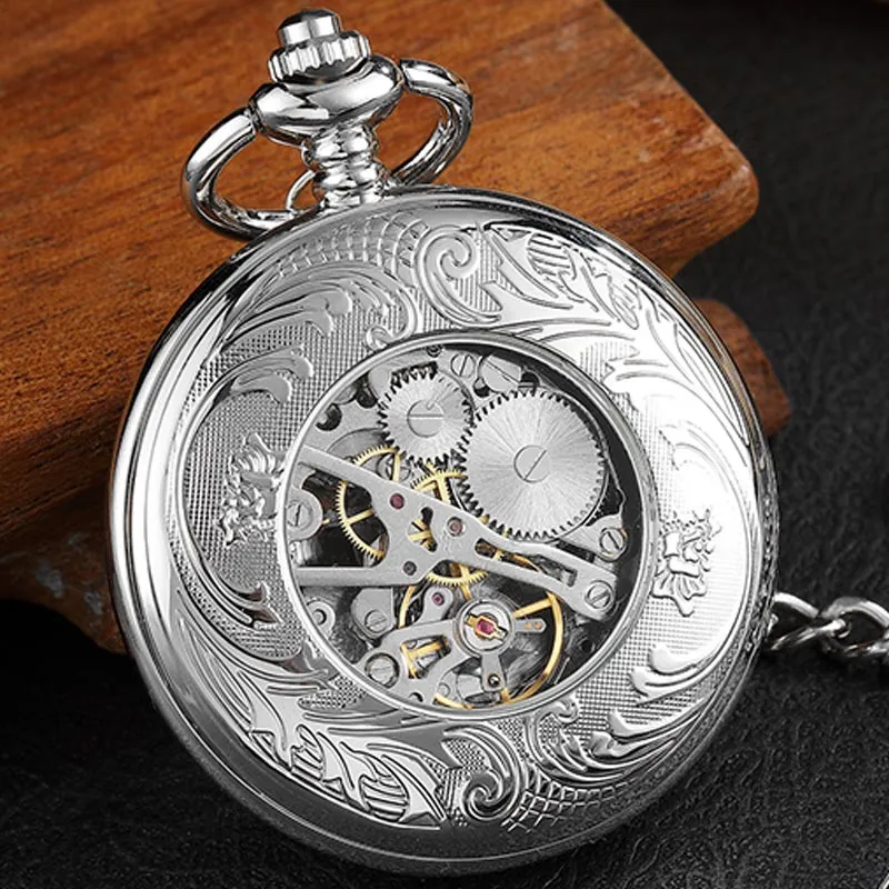 Unisex Vintage Double Side Steampunk Hollow Deer Pattern Fob Pocket Watch