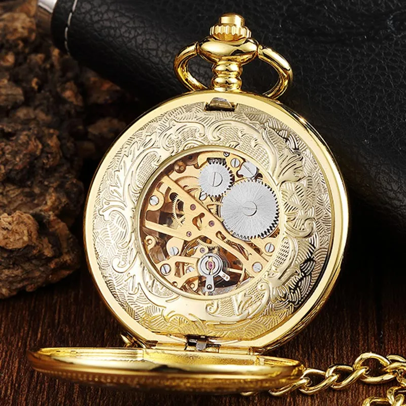 Unisex Vintage Double Side Steampunk Hollow Deer Pattern Fob Pocket Watch