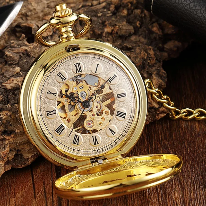 Unisex Vintage Double Side Steampunk Hollow Deer Pattern Fob Pocket Watch