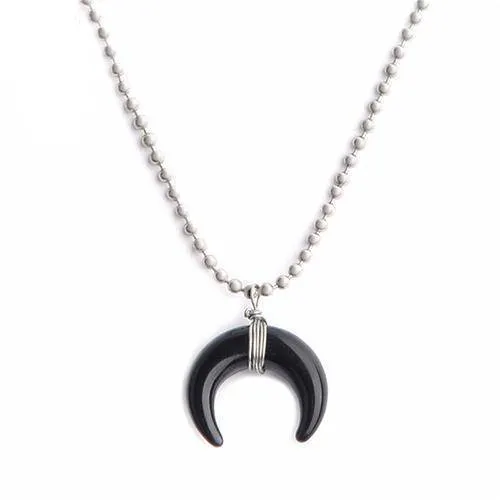 Vintage Acrylic Ox Horn Moon Choker Bohemian Necklace