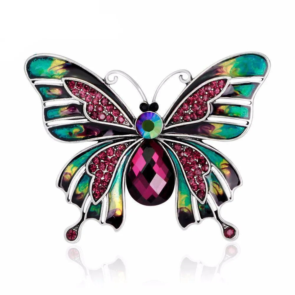 Vintage Large Enamel Butterfly Brooches Pin