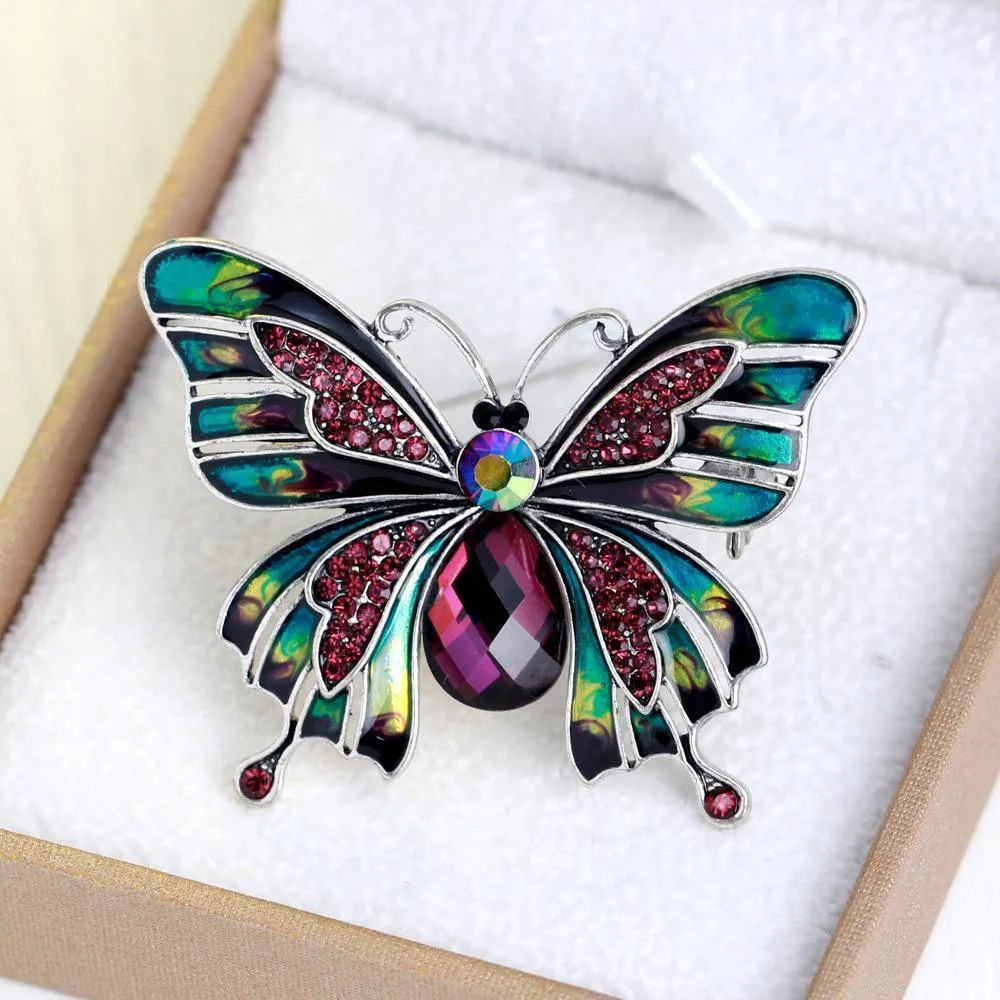 Vintage Large Enamel Butterfly Brooches Pin