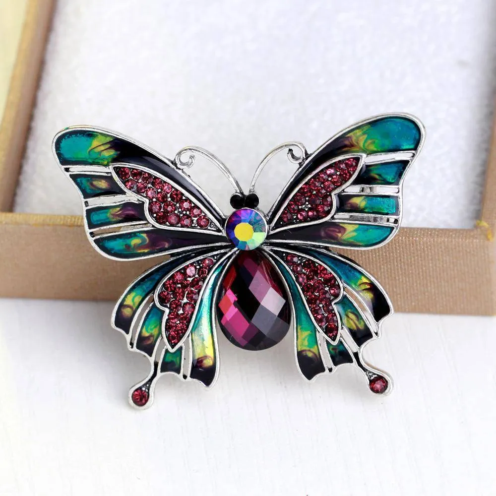 Vintage Large Enamel Butterfly Brooches Pin