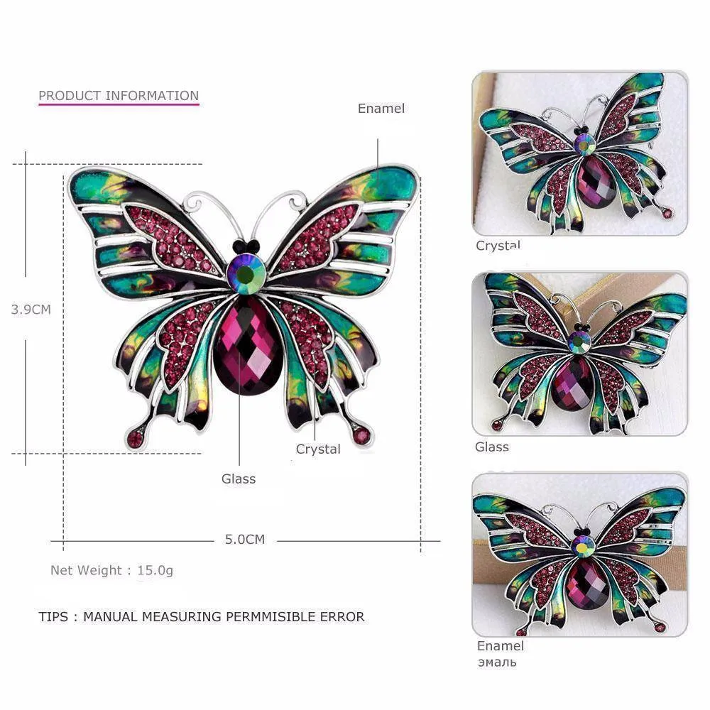 Vintage Large Enamel Butterfly Brooches Pin