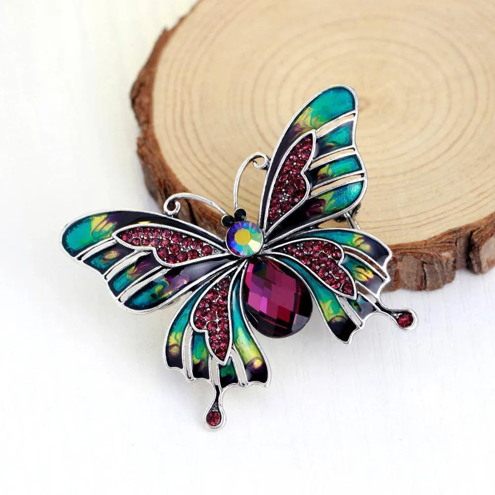 Vintage Large Enamel Butterfly Brooches Pin