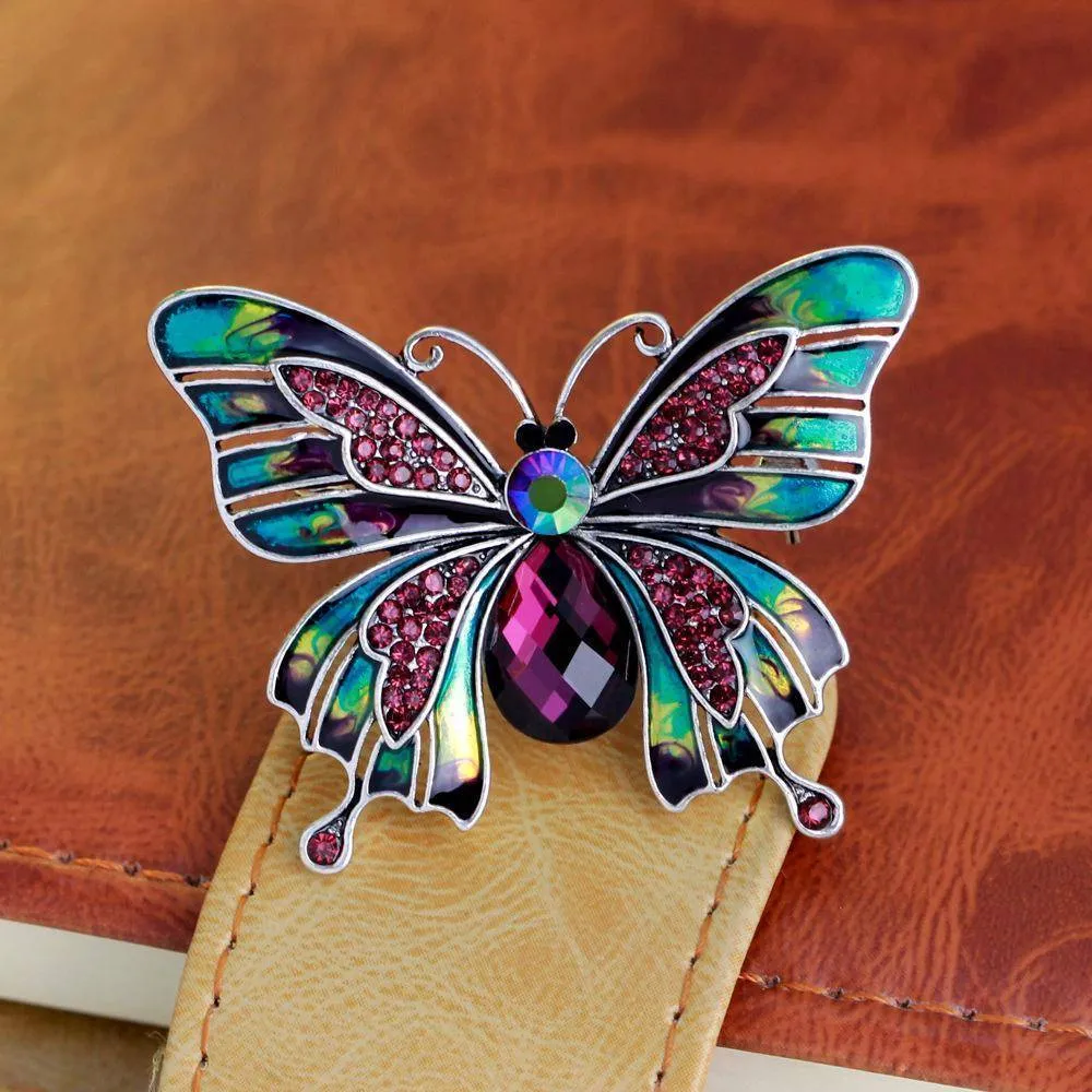 Vintage Large Enamel Butterfly Brooches Pin