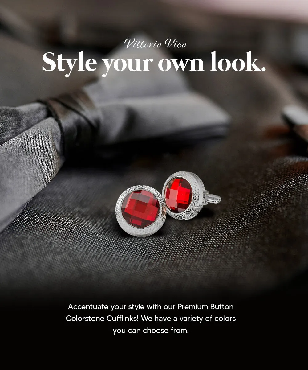 Vittorio Vico Button Colorstone Cufflinks: CL18XX Series