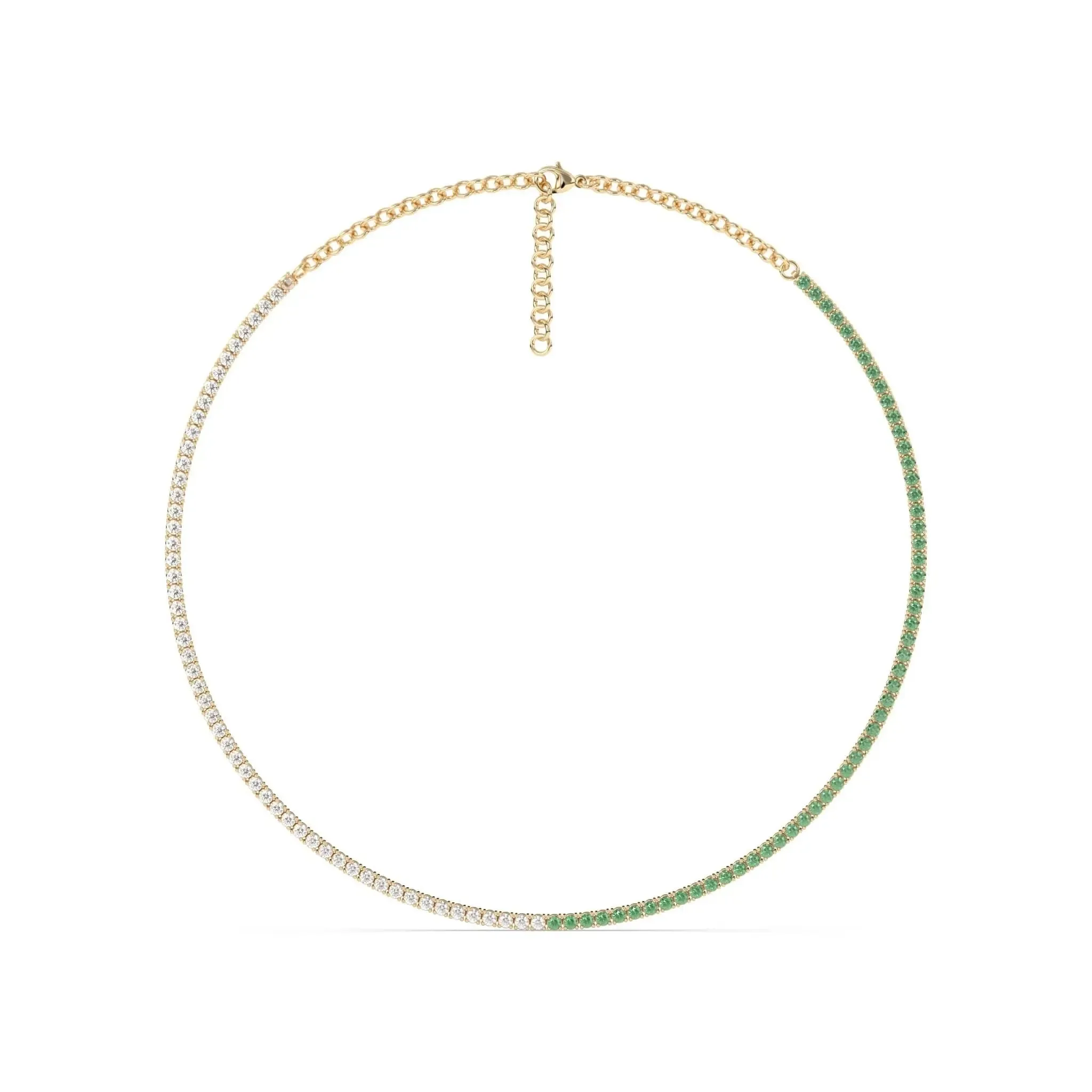 White & Green Topaz Tennis Necklace