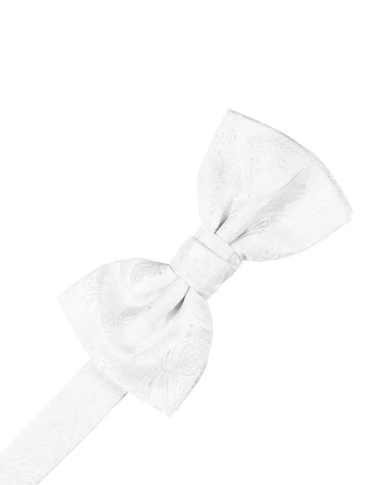 White Paisley Silk Bow Tie