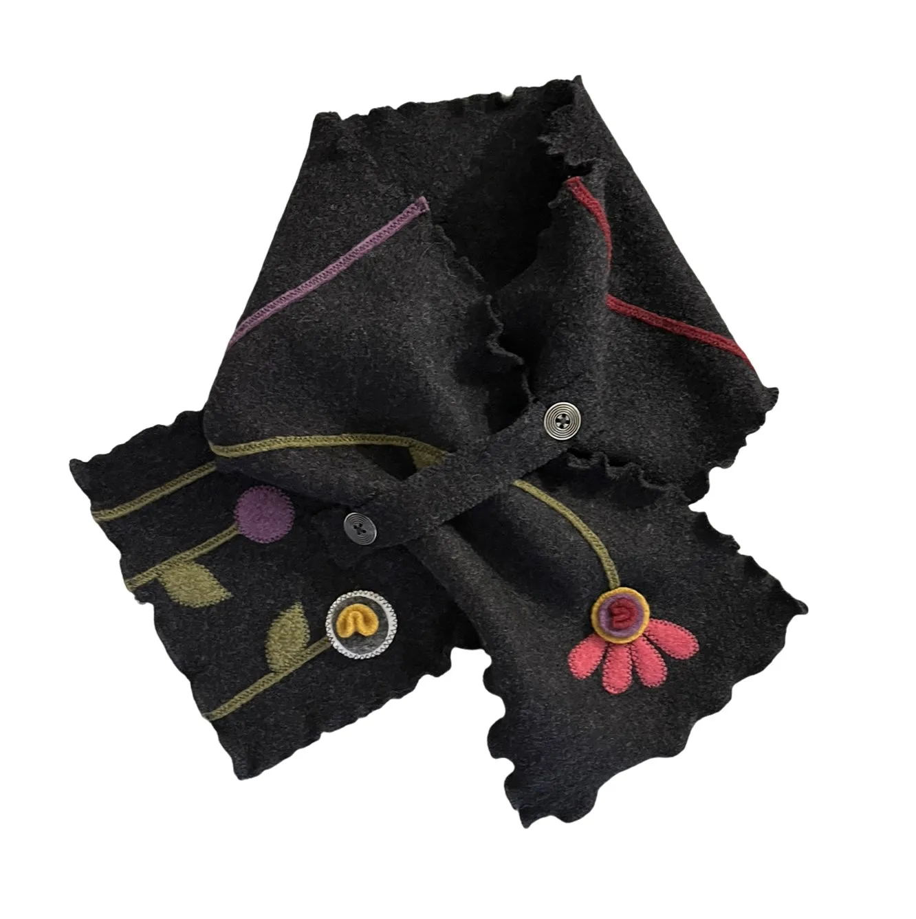 WR029 Black Flower Wrap/Scarf