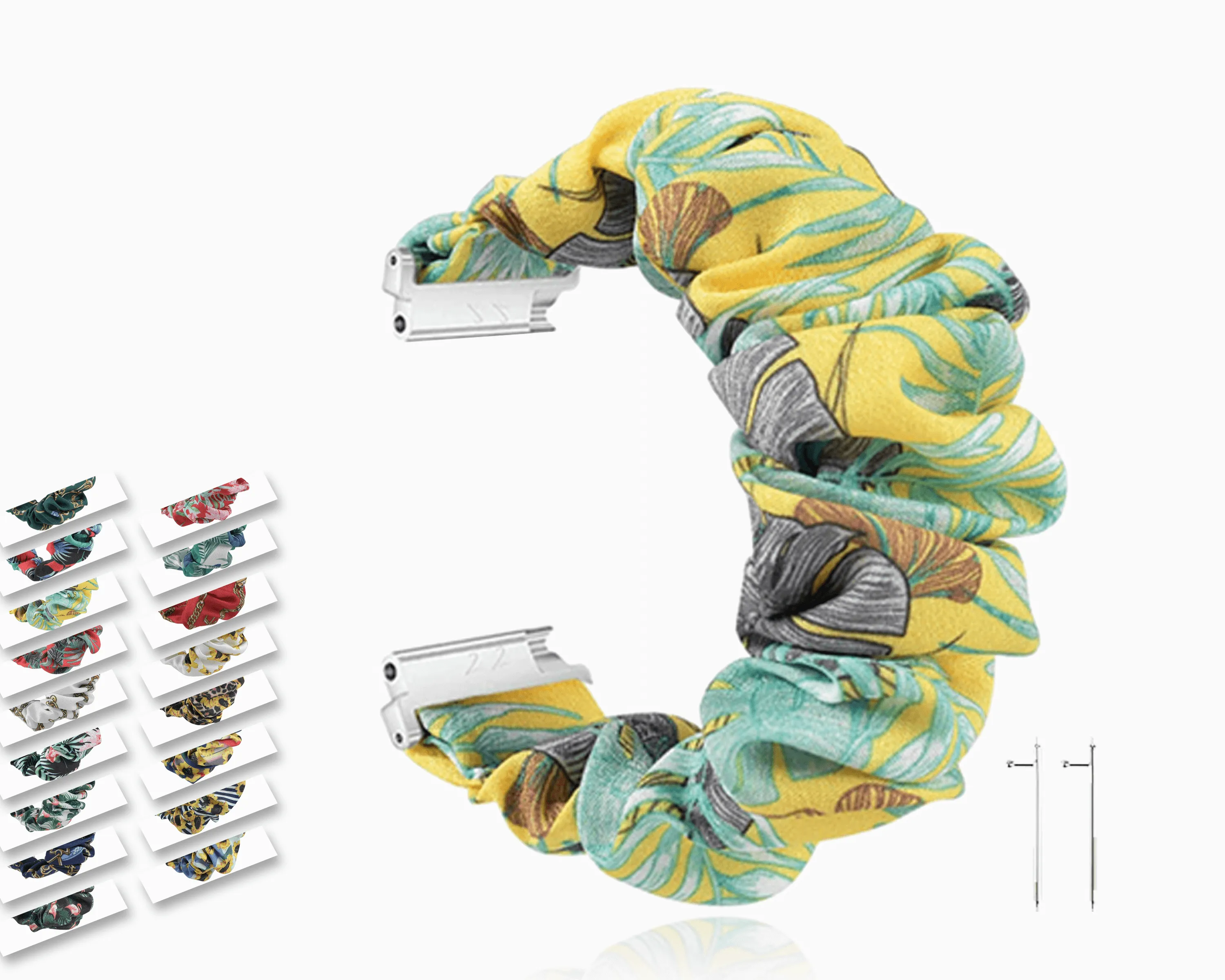 Yellow Tropical Banana Scrunchies Elastic Soft Fabric Smart Watch Stretchable Band for Fitbit Versa/2/Lite ladies hair Wristband Watchbands