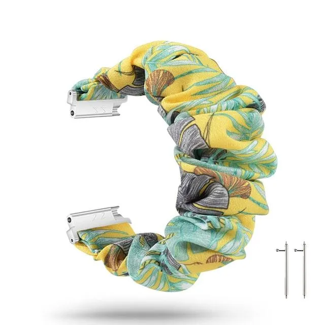 Yellow Tropical Banana Scrunchies Elastic Soft Fabric Smart Watch Stretchable Band for Fitbit Versa/2/Lite ladies hair Wristband Watchbands