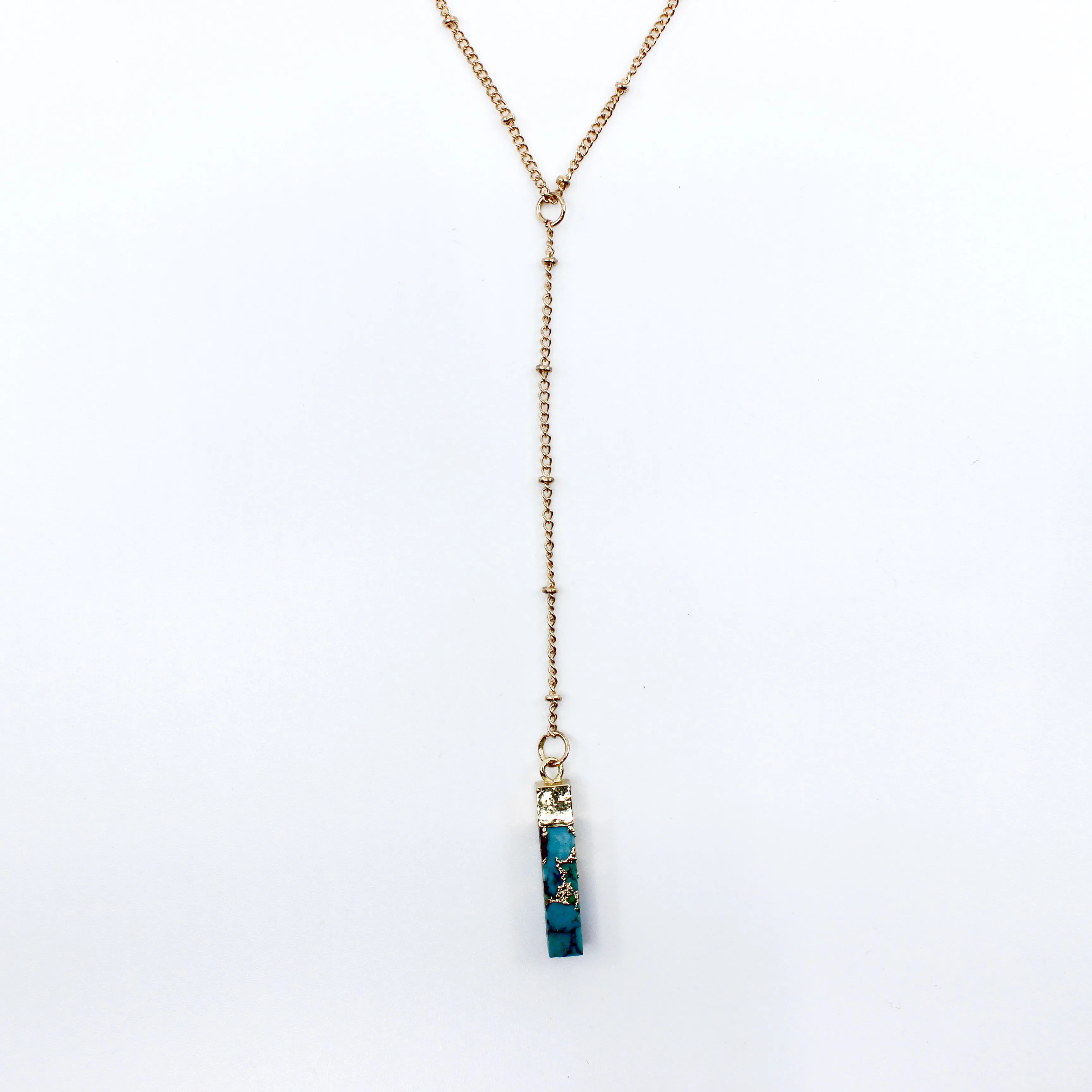 Yes Please // Turquoise Y Necklace, Vermeil, Satellite Chain, Handmade Jewelry // BH-N027