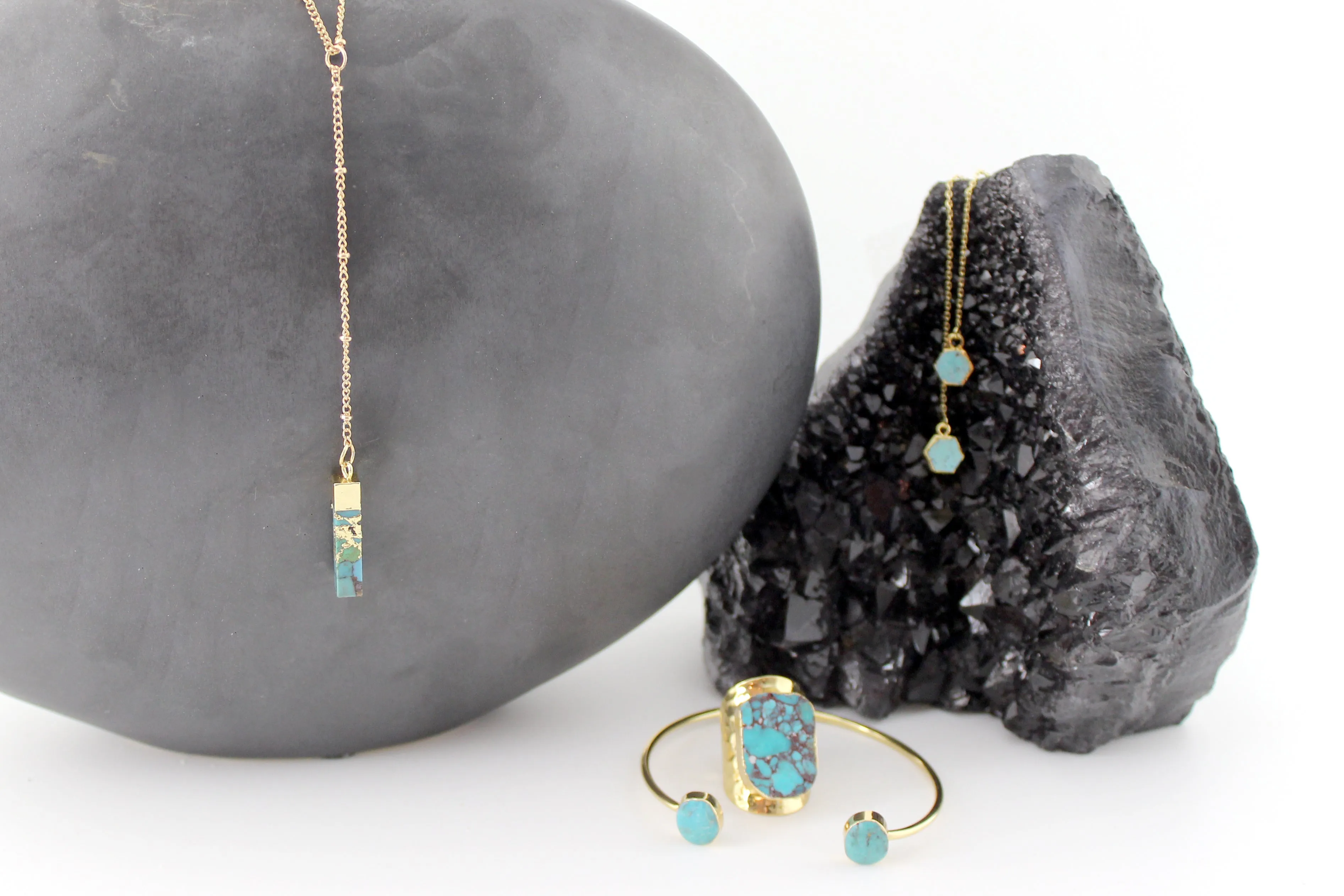 Yes Please // Turquoise Y Necklace, Vermeil, Satellite Chain, Handmade Jewelry // BH-N027