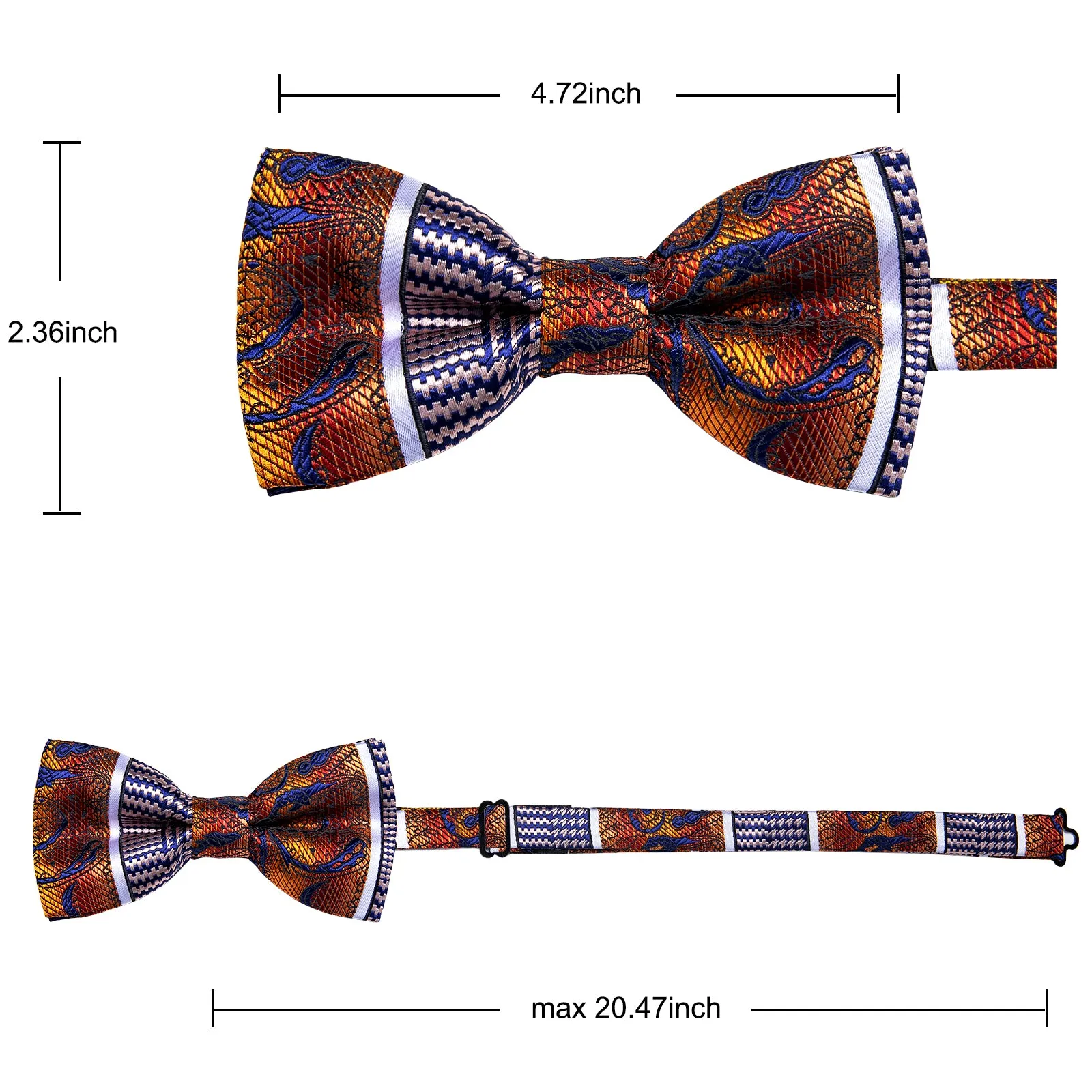 YourTies Mens Silk Orange Red Blue Splicing Novelty Pre-tied Bowtie