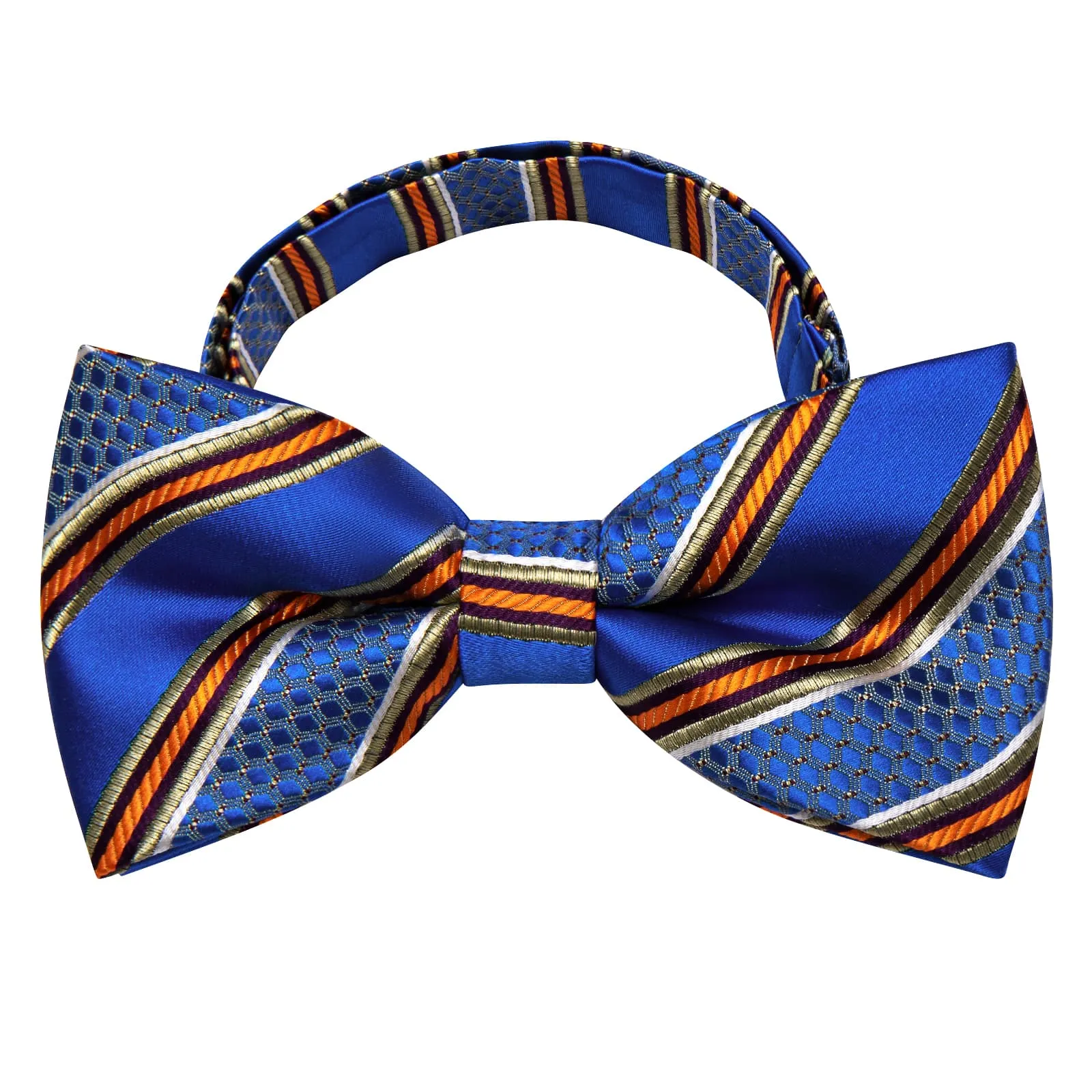 YourTies Navy Blue Gold Silk Mens Pre-tied Bowtie