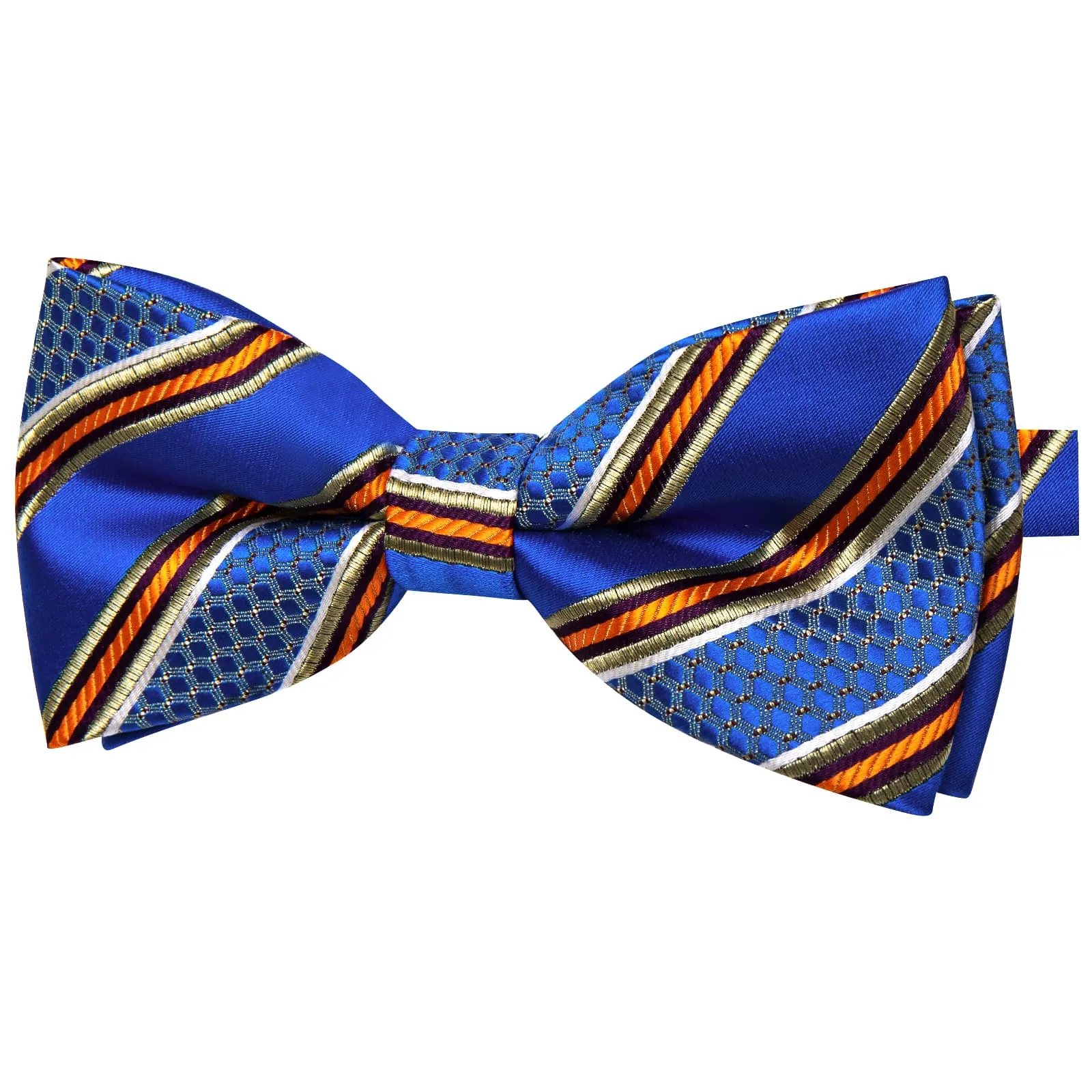 YourTies Navy Blue Gold Silk Mens Pre-tied Bowtie