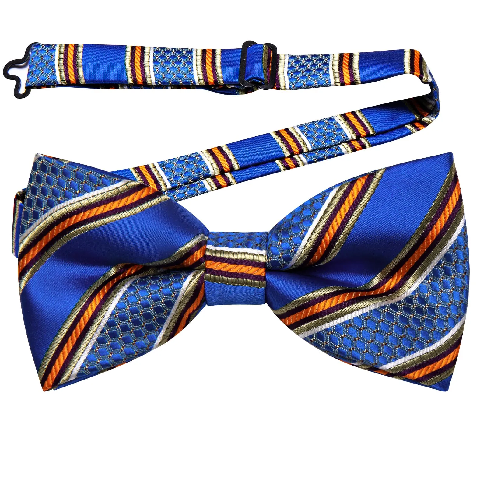 YourTies Navy Blue Gold Silk Mens Pre-tied Bowtie