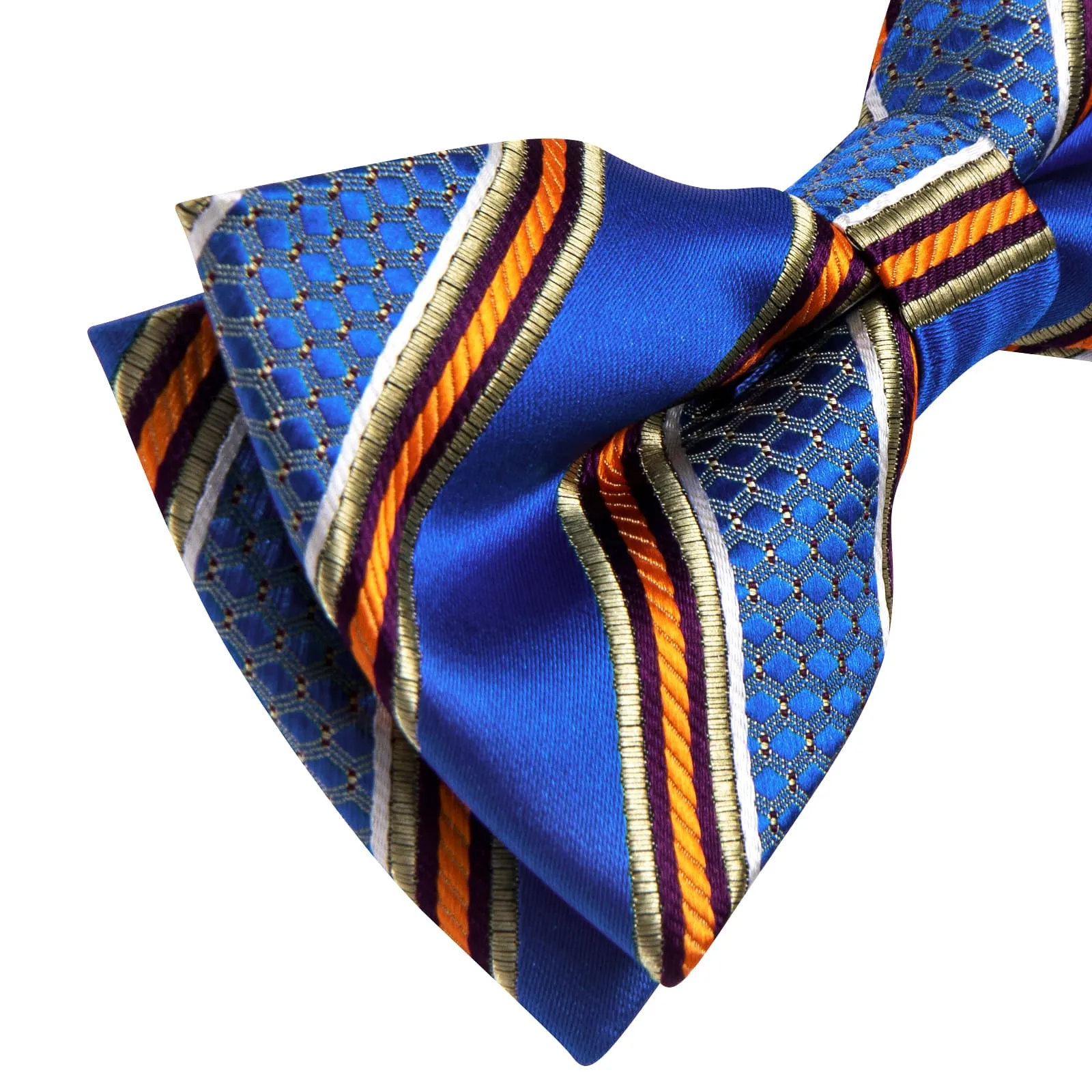 YourTies Navy Blue Gold Silk Mens Pre-tied Bowtie