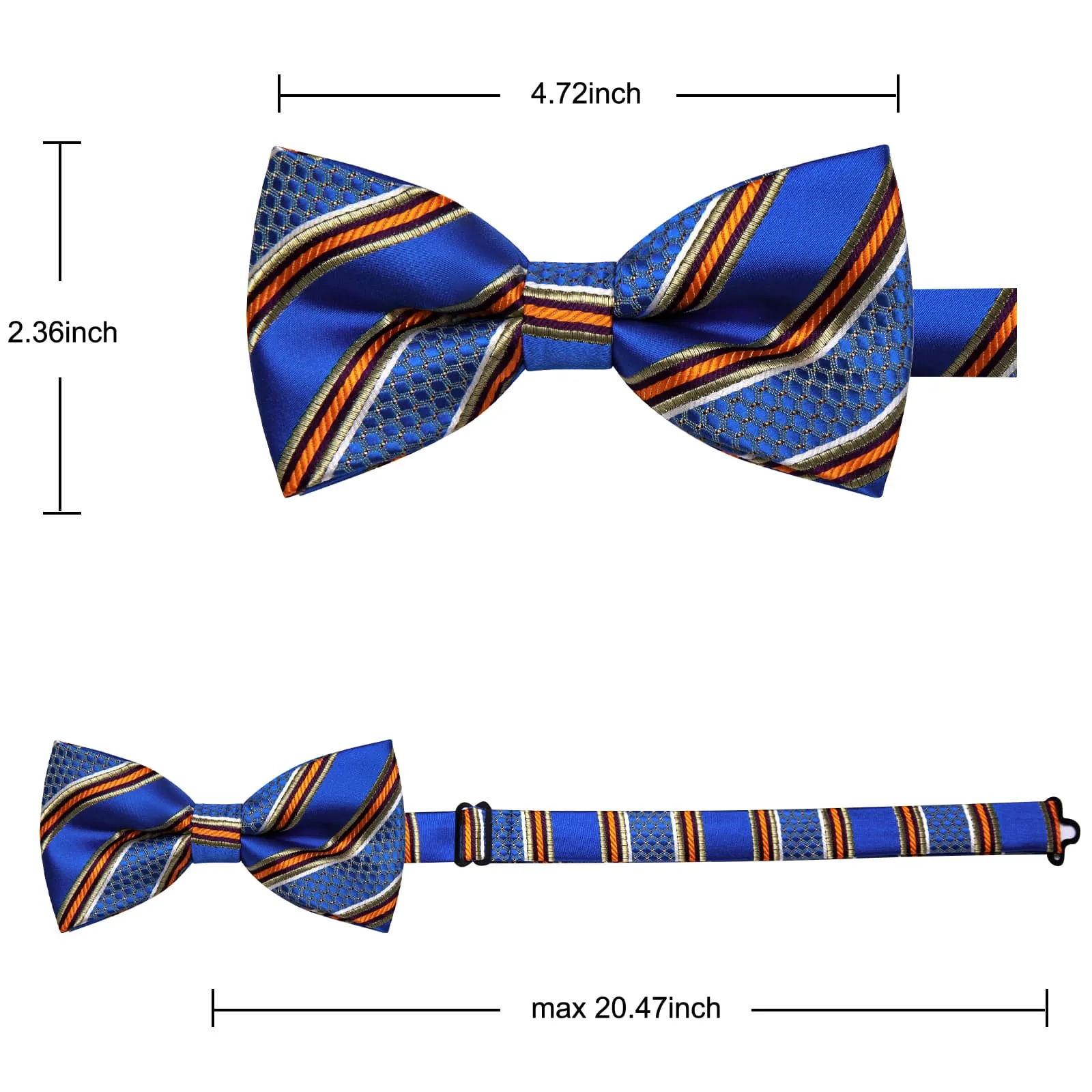 YourTies Navy Blue Gold Silk Mens Pre-tied Bowtie