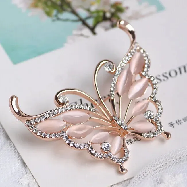 zlxgirl Gold color Butterfly Brooches Pins Accessories Fashion Women Rhinestone Brooch pins Best Bridal Jewelry Party Gifts